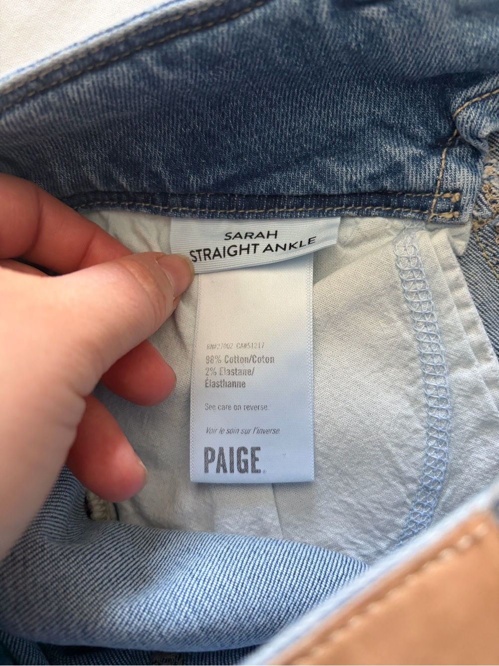 PAIGE Denim Light Wash Sarah Straight Ankle Jeans Size 28 Like New - Picture 13 of 16